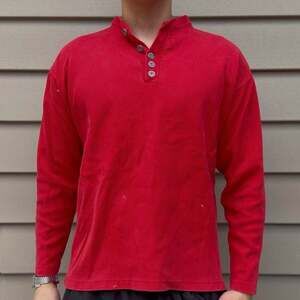 Vintage Marlboro Unlimited Henley Thermal Long Sleeve Red Small